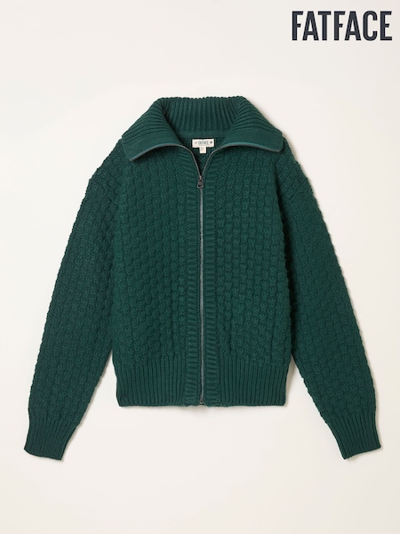 FatFace Casey Jade Green Zip Through Funnel Neck (F75805) | £65