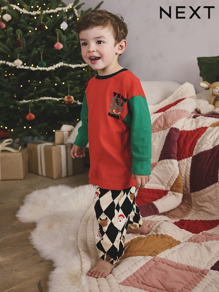 Red/Green Harlequin Single Xmas Pyjamas (9mths-12yrs) (F75818) | £11 - £15
