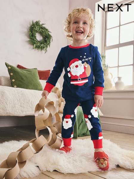 Navy Single Snuggle Xmas Pyjamas (9mths-12yrs) (F75820) | £13 - £18