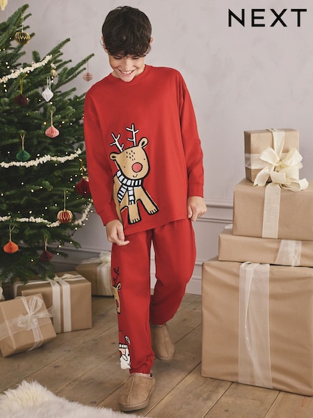Red Reindeer Single Xmas Pyjamas (9mths-10yrs) (F75822) | £12 - £15