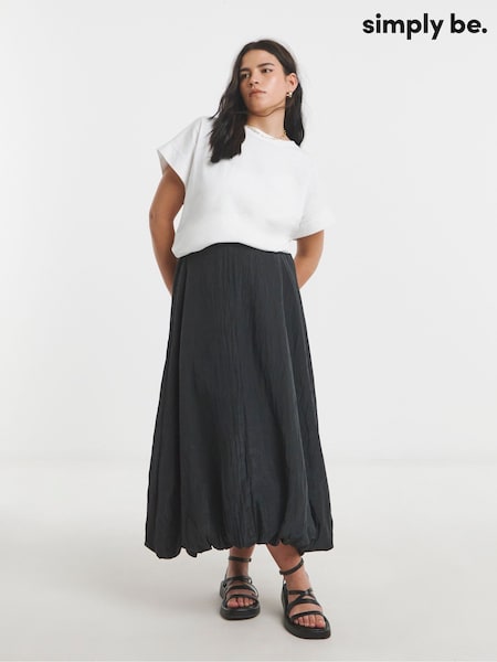 Simply Be Black Bubble Hem Midaxi Skirt (F75855) | £38