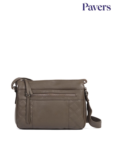 Pavers Brown Leather Zip-Close Shoulder Bag (F75904) | £50