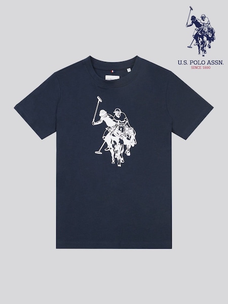 U.S. Polo Assn Light Blue Boys Double Horsemen Graphic Print 100% Cotton T-Shirt (F75914) | £20 - £24
