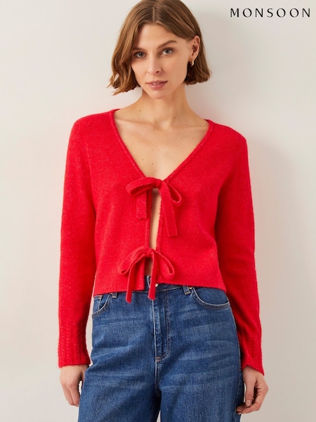 Monsoon Red Tina Tie Front Cardigan (F75951) | £55