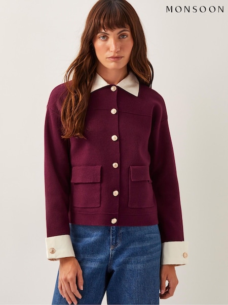 Monsoon Red Nyla Knit Shirt Cardigan (F75952) | £80