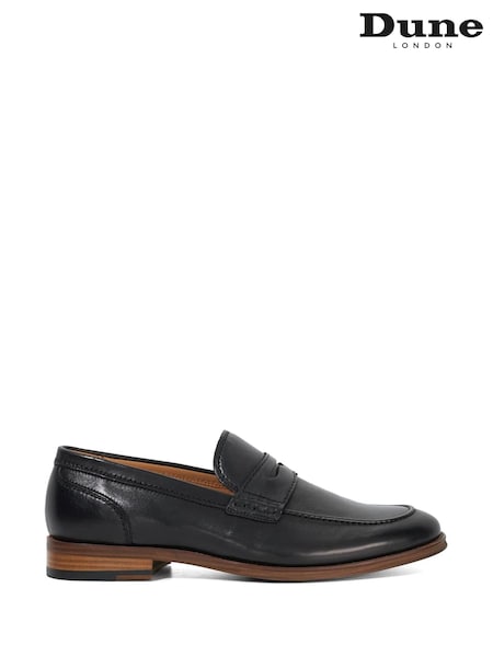 Dune London Black Wide Fit Sulli Natural Sole Penny Loafers (F75991) | £119