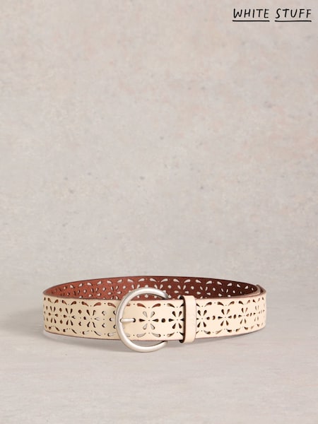 White Stuff White Punch Out Floral Print Belt (F76024) | £35