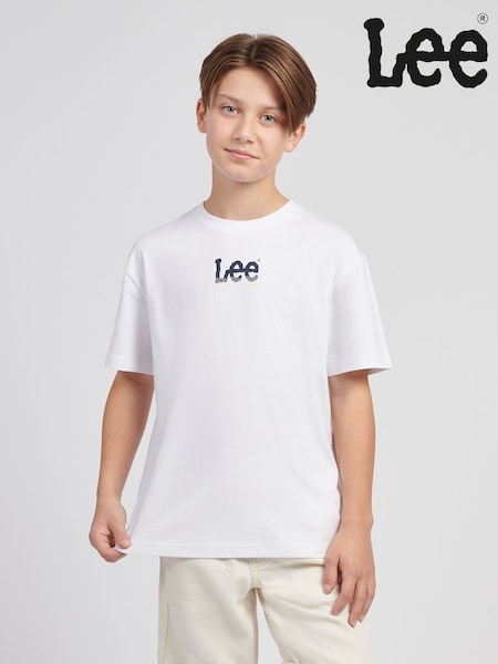 Lee White Wave Graphic Print T-Shirt (F76054) | £25 - £30