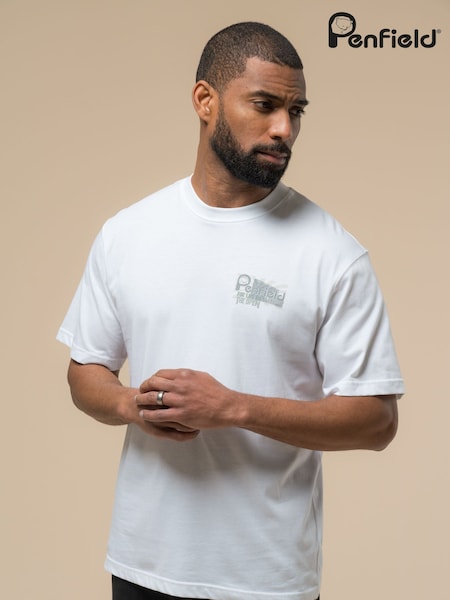 Penfield White Mens 50th Anniversary Photo Print T-Shirt (F76249) | £30