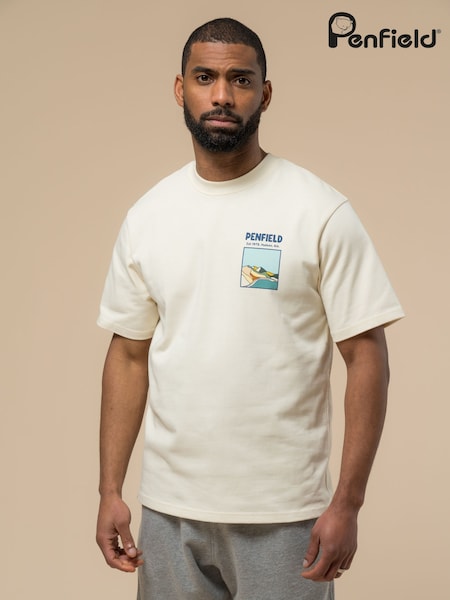Penfield Cream Mens Block Landscape Graphic T-Shirt (F76261) | £35