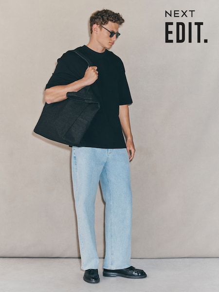 Black Oversized Fit EDIT Heavyweight T-Shirt (F76428) | £18