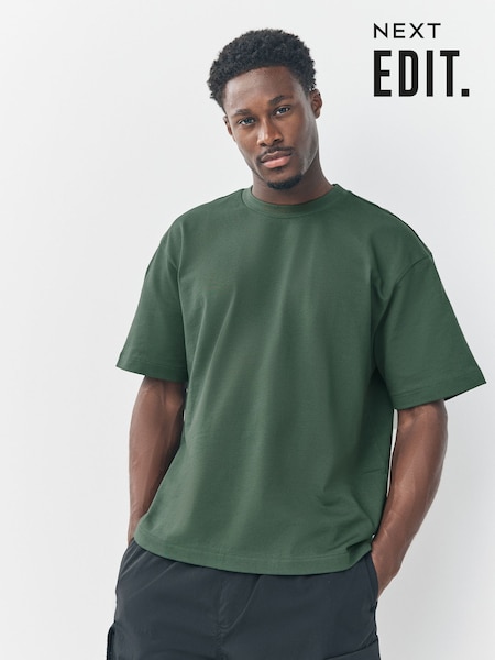 Green Boxy Fit EDIT Heavyweight T-Shirt (F76432) | £16