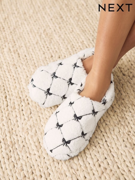 Pink Bow Borg Shoot Slippers (F76450) | £18