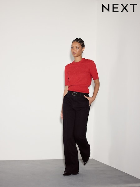 Black Seam Front Straight Leg Jeans (F76513) | £40