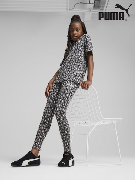Puma Black Boys Animal Print Essentials Leggings (F76576) | £24