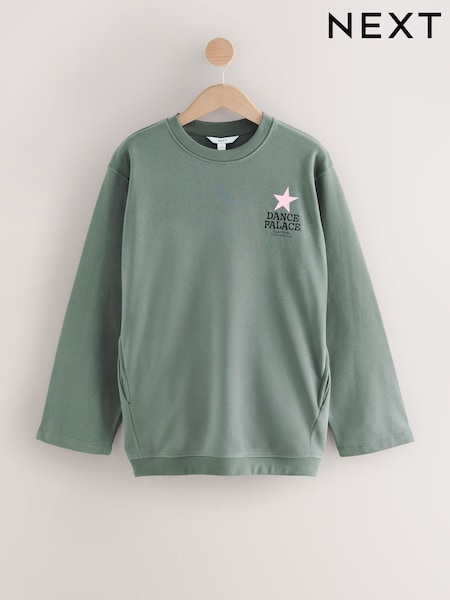 Charcoal Grey Cotton Rich Graphic LA Dance Studios Longsleeve Crewneck Sweatshirt (F76707) | £34