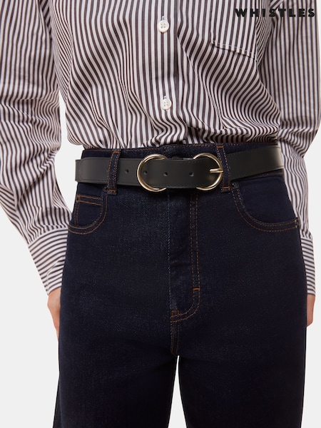 Whistles Black Double Ring Buckle Belt (F76756) | £55
