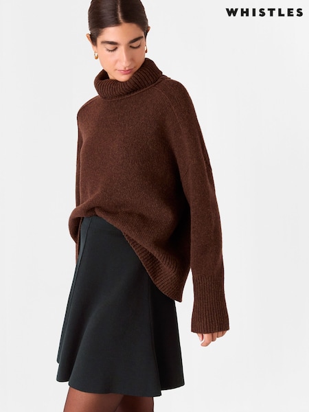 Whistles Black Flippy Knitted Mini Skirt (F76778) | £99