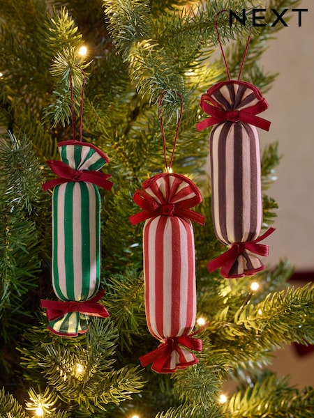 3 Pack Stripey Cracker Christmas Baubles (F76794) | £12