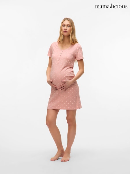 Mamalicious Pink Maternity And Nursing Nightie (F76894) | £22