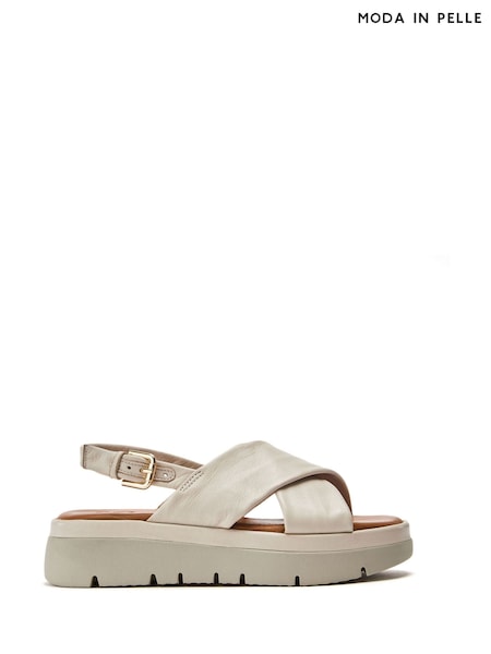 Moda in Pelle Nettina Cross Strap Soft White Sandals (F76911) | £89
