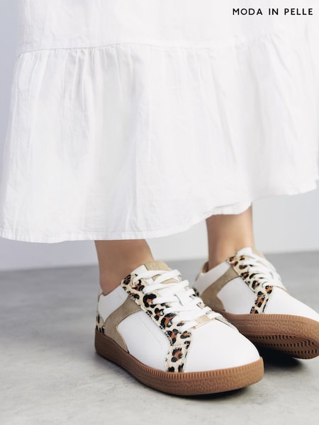 Moda in Pelle Allette Colour Block Leather White Trainers (F76912) | £79
