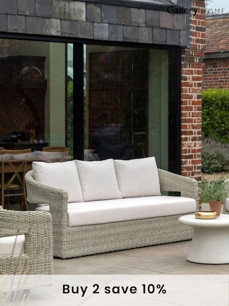 Gallery Home Natural Hvar 3 Seater Rattan Garden Sofa (F76934) | £1,010