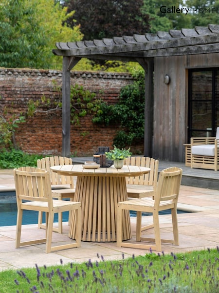 Gallery Home Natural Rialto 4 Seater Garden Round Dining Table (F76939) | £410
