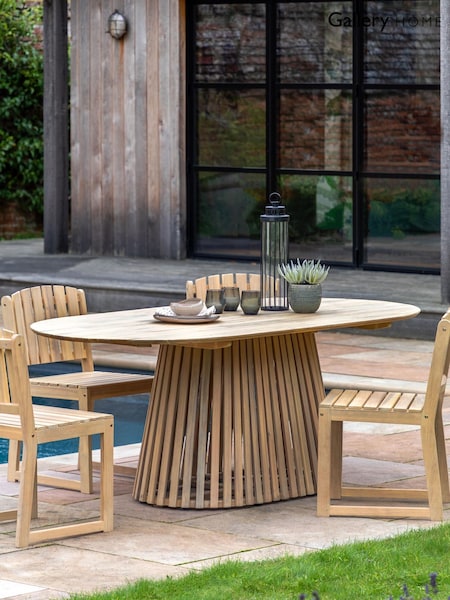 Gallery Home Natural Rialto 6 Seater Garden Oval Dining Table (F76943) | £560