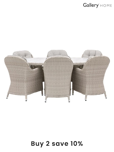 Gallery Home White Holton 6 Seater Oval Garden Dining Set (F76948) | £2,250