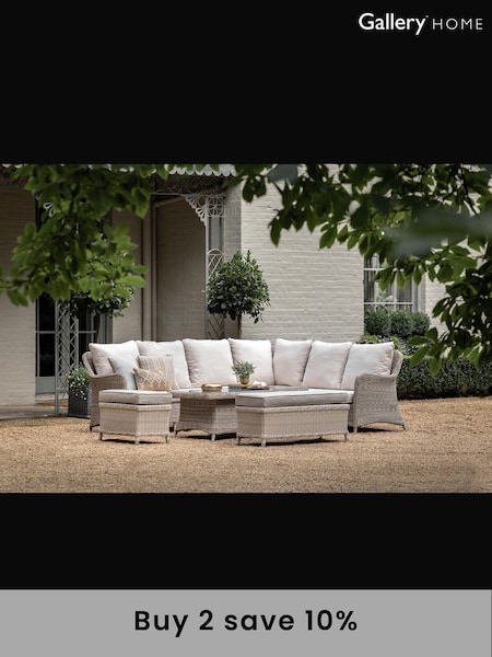 Gallery Home Natural Ascot Corner Garden Dining Set With Rising Table (F76953) | £1,970