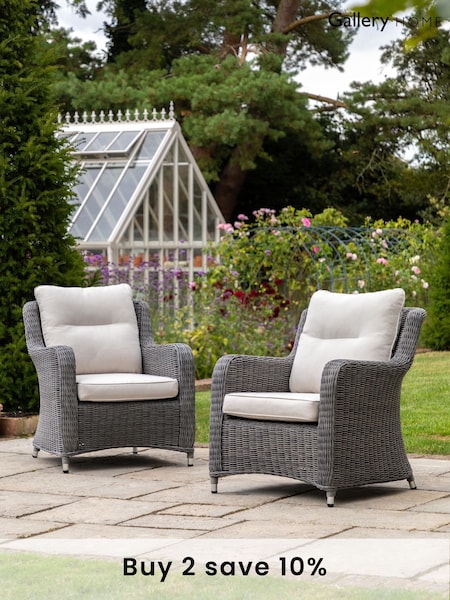 Gallery Home Set of 2 Grey Windsor Rattan Garden Dining Chairs (F76954) | £630
