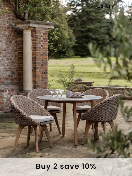 Gallery Home Grey Avena 4 Seater Round Garden Dining Set (F76963) | £700