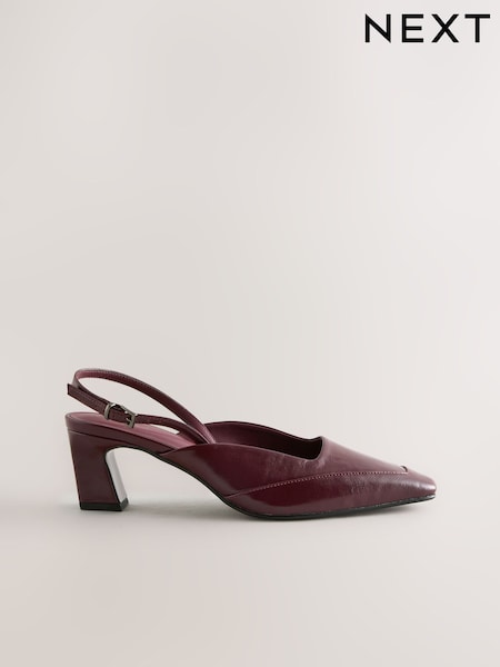 Burgundy Red Forever Comfort® Square Toe Slingback Heels (F76964) | £35