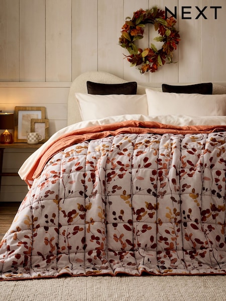 Orange Honesty Floral Print Bedspread (F77084) | £38 - £68