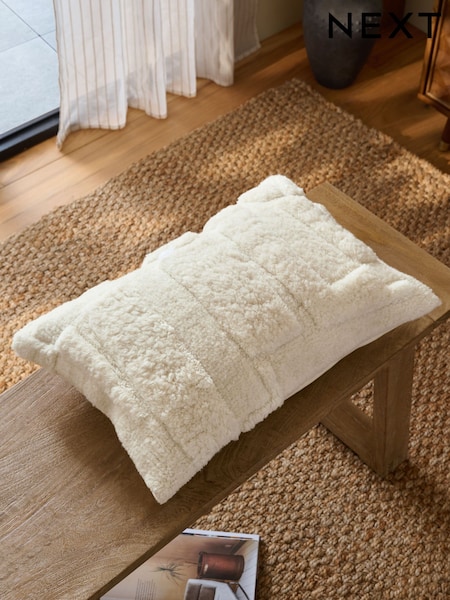 Ivory 40 x 59cm Carved Tufted Geo Cushion (F77114) | £32