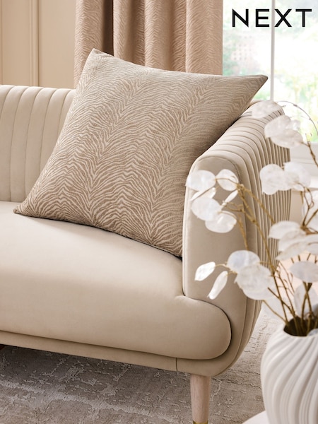 Natural 59 x 59cm Textured Zebra Print Cushion (F77118) | £18