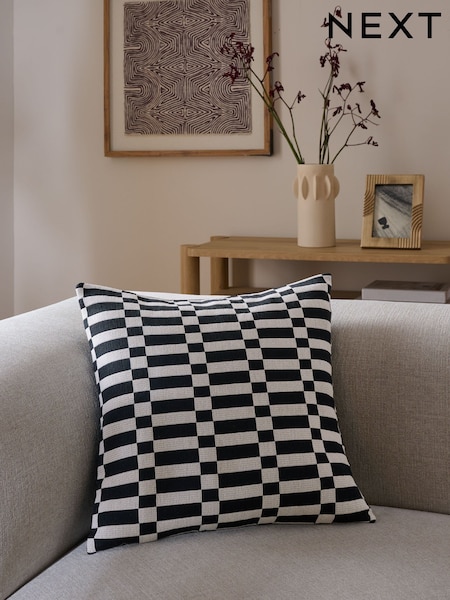 Black/White 50 x 50cm Jacquard Check Cushion (F77120) | £20