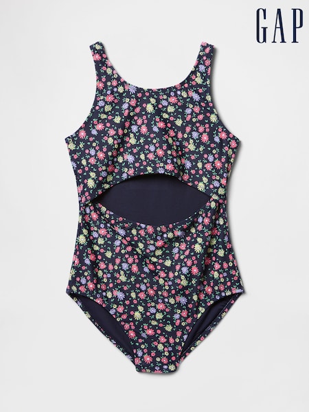 Gap Black Floral Cutout One Piece Swimsuit (4-13yrs) (F77146) | £25