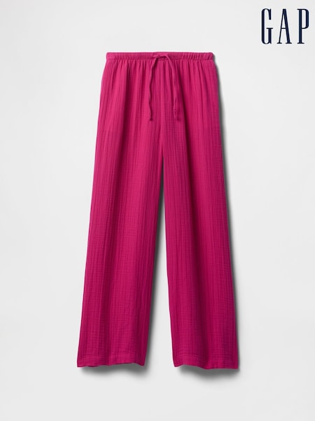 Gap Pink Crinkle Gauze Easy Wide-Leg Trousers (4-13yrs) (F77154) | £25