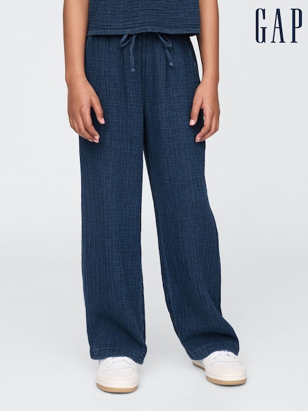 Gap Blue Crinkle Gauze Denim Baggy Pull On Trousers (4-13yrs) (F77175) | £30
