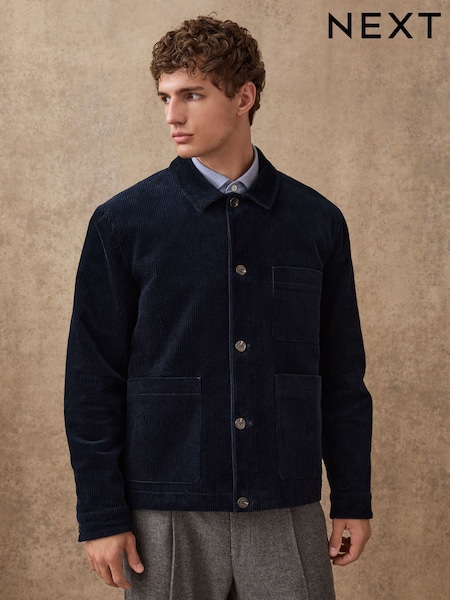 Navy Smart Rich Cord Chore Jacket (F77260) | £65