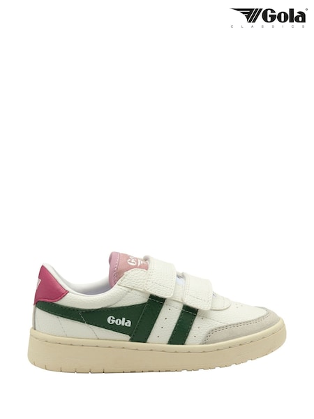 Gola White Gray Kids Falcon Strap PU Trainers (F77341) | £55