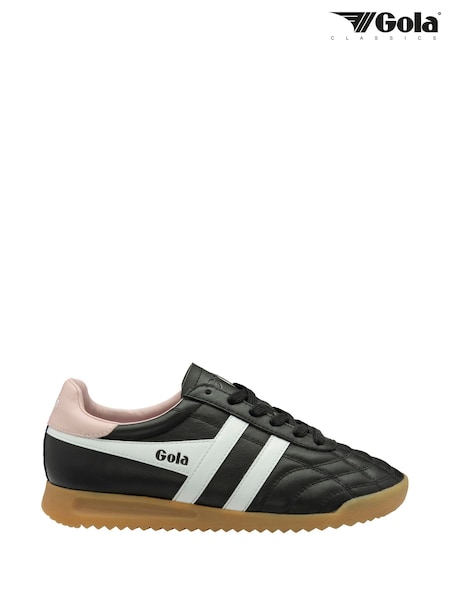 Gola Black Ladies Stadium Leather Lace-Up Trainers (F77343) | £95