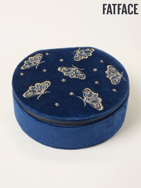 FatFace Navy Moth Embroidered Large Jewellery Box (F77447) | £25