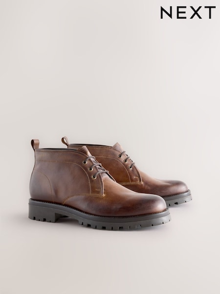 Tan Brown Chunky Leather Chukka Boots (F77480) | £65