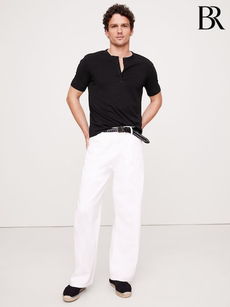 Banana Republic Black Slim Soft Wash Henley T-Shirt (F77560) | £30