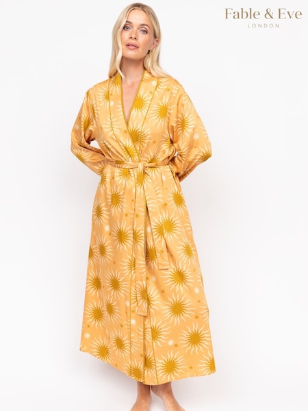 Fable and Eve Yellow Long Sleeve Dressing Gown (F77584) | £80