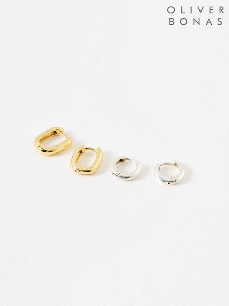 Oliver Bonas Black Orla Hoop Earrings (F77708) | £55
