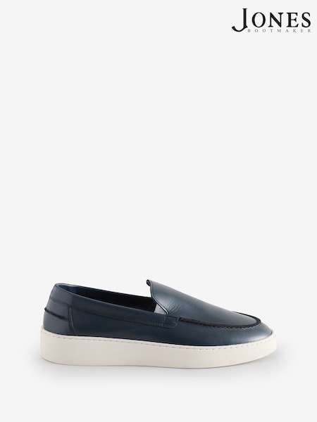 Jones Bootmaker Blue Quade Smart Leather Slip-On Shoes (F77779) | £99